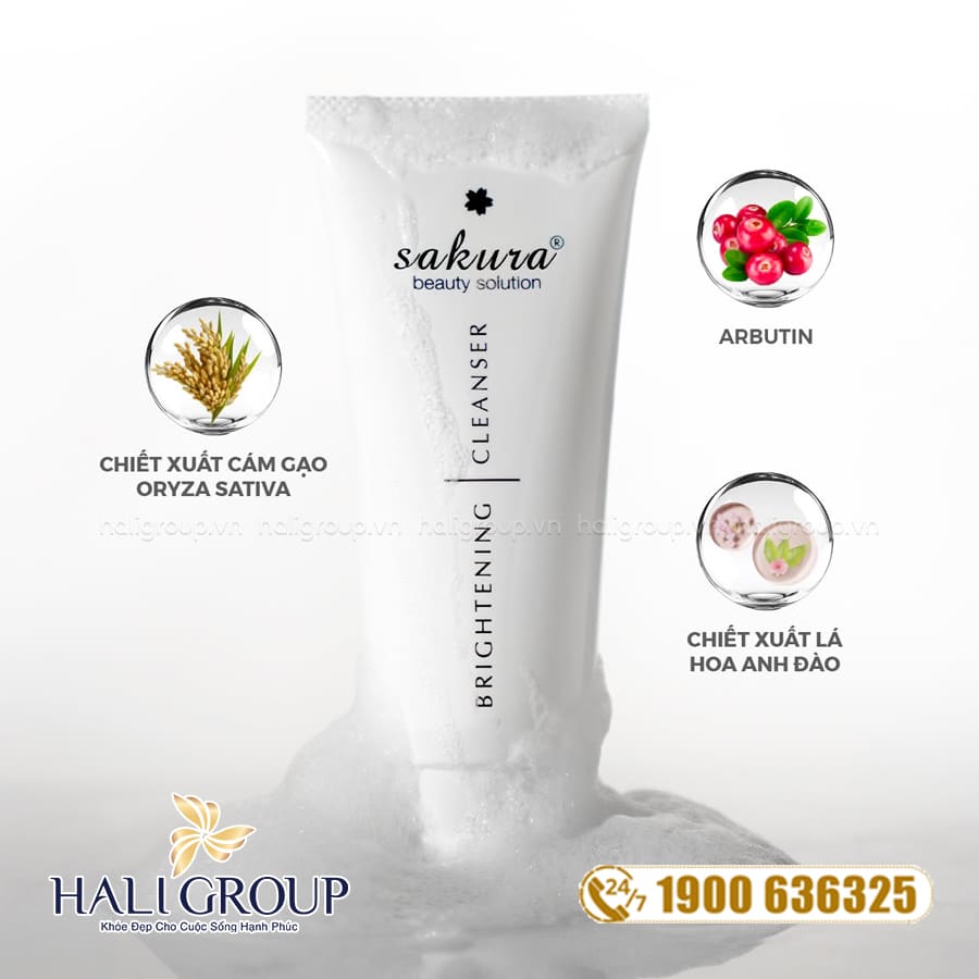 thành phần Sữa Rửa Mặt Sáng Da Sakura Brightening Cleanser
