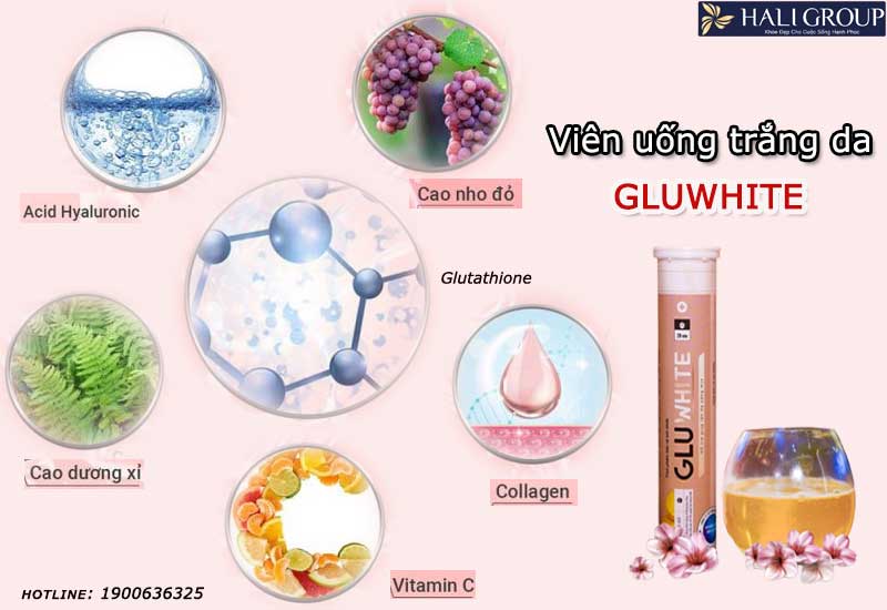 Thành phần viên sủi trắng da gluwhiite