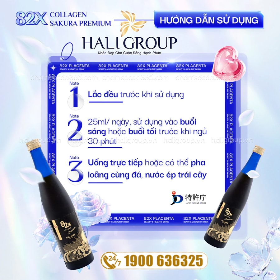 cách dùng nước uống 82x Sakura Collagen Premium mẫu mới