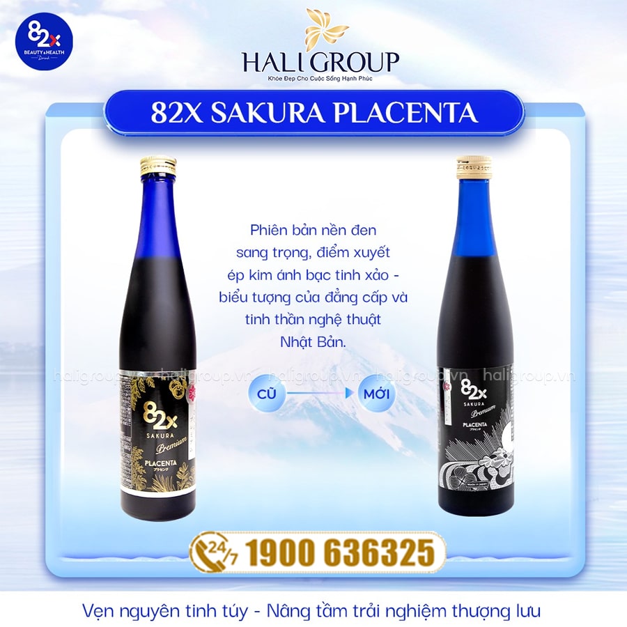 Nước 82X Sakura Placenta Premium Nhật Bản mẫu mới