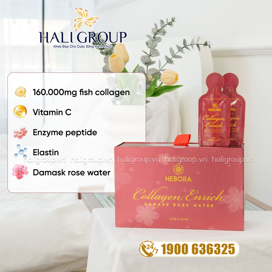 thành phần nước uống collagen hebora dạng túi