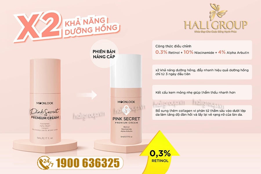 Kem Retinol Hồng Nhũ Hoa Cao Cấp MoonLook [Phiên Bản Mới]