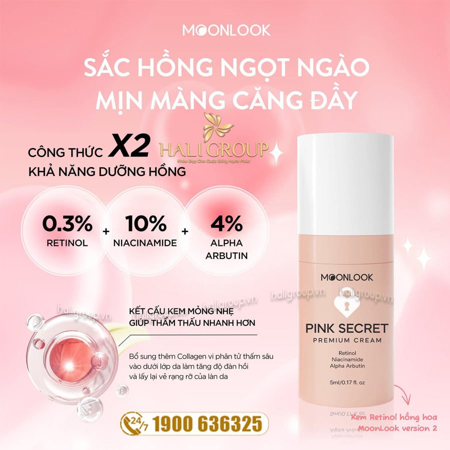 Kem Retinol Hồng Nhũ Hoa Cao Cấp MoonLook [Phiên Bản Mới]