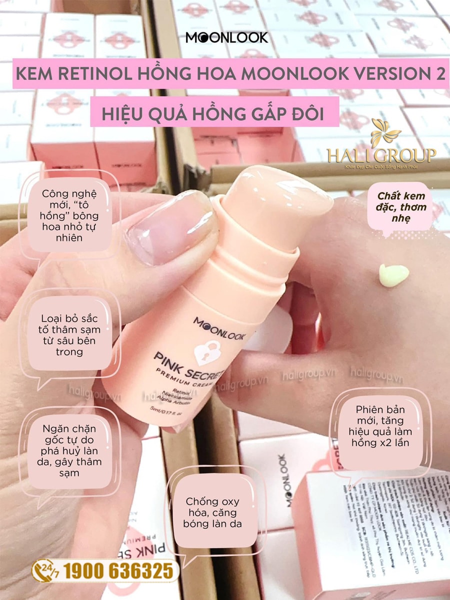 Kem Retinol Hồng Nhũ Hoa Cao Cấp MoonLook [Phiên Bản Mới]