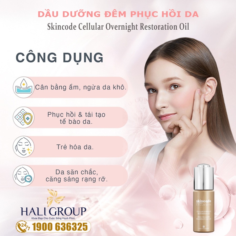 Công Dụng Dầu Dưỡng Đêm Phục Hồi Da Skincode Cellular Overnight Restoration Oil