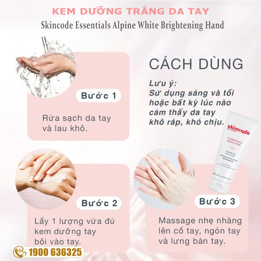 Hướng Dẫn Sử Dụng Kem Bảo Vệ Dưỡng Trắng Da Tay Skincode Brightening Hand Cream