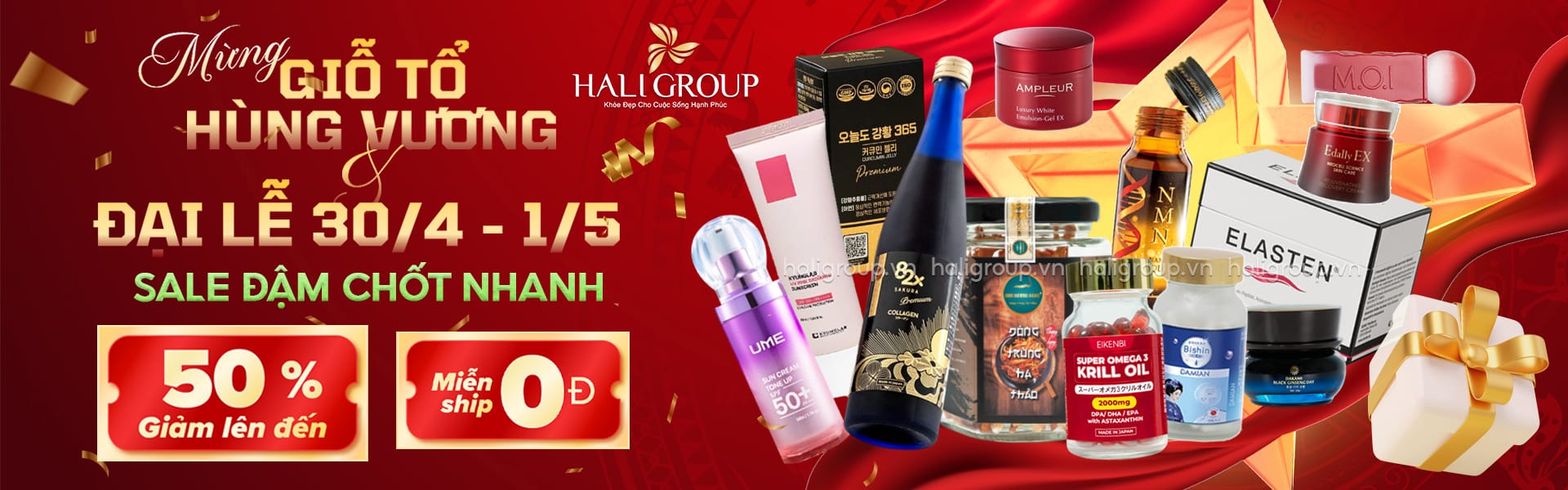 Banner Giổ Tổ Hùng Vương & Đại Lễ 30/4 - 1/5