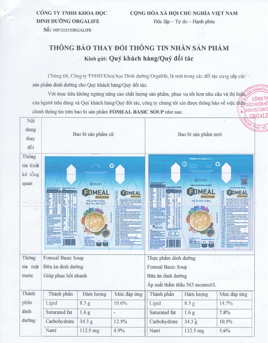 Thực Phẩm Dinh Dưỡng Fomeal Basic Soup
