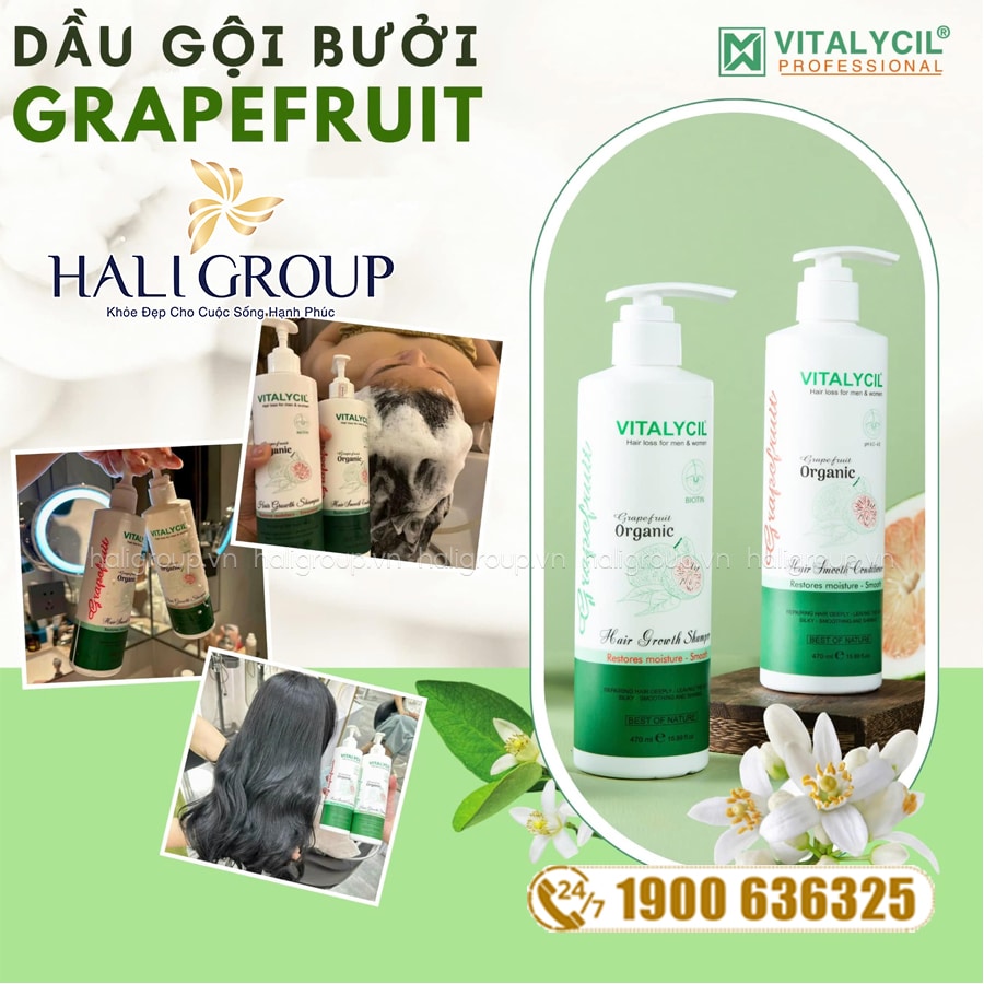 công dụng Bộ Dầu Gội Xả Bưởi Vitalycil