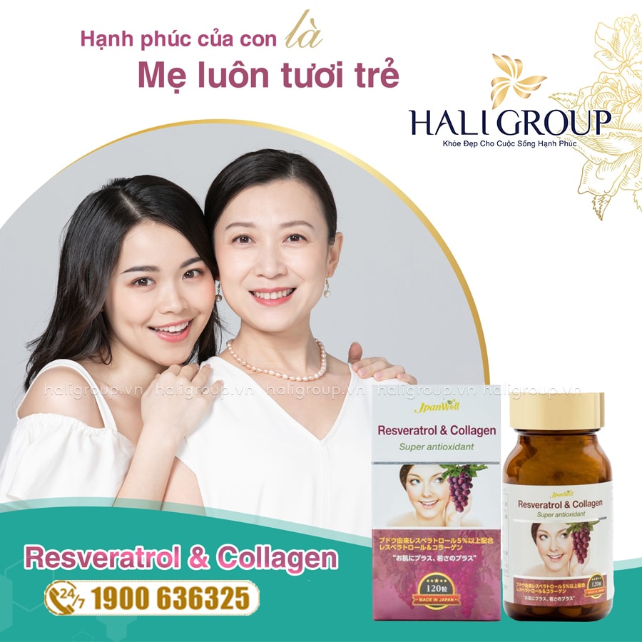 công dụng Viên Nén Resveratrol & Collagen Plus Jpanwell