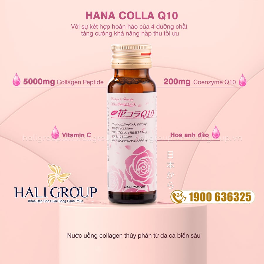 thành phần Nước Uống Collagen Hana Colla Q10 Jpanwell Nhật Bản