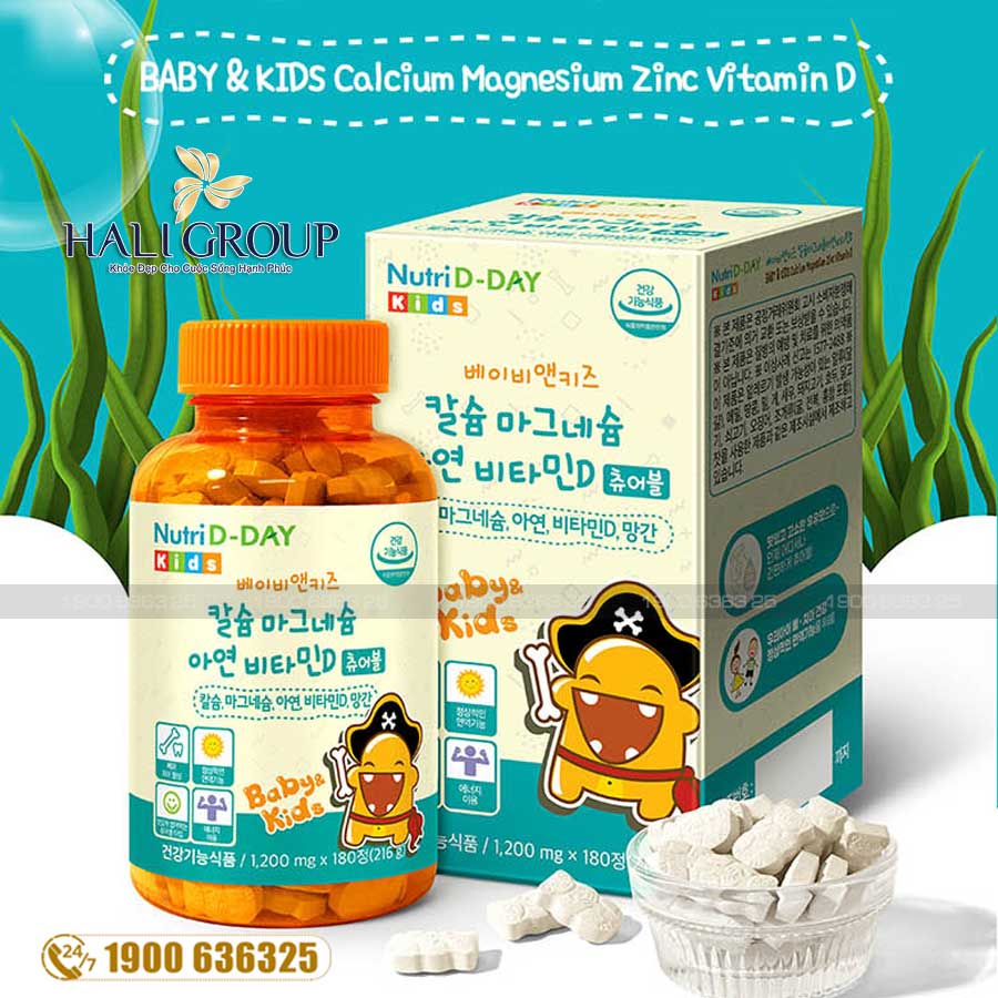 Kẹo nhai bổ sung canxi kẽm magie cho bé Nutri D-Day Baby & kids Calcium Magnesium Zinc VitaminD  được bán niêm yết