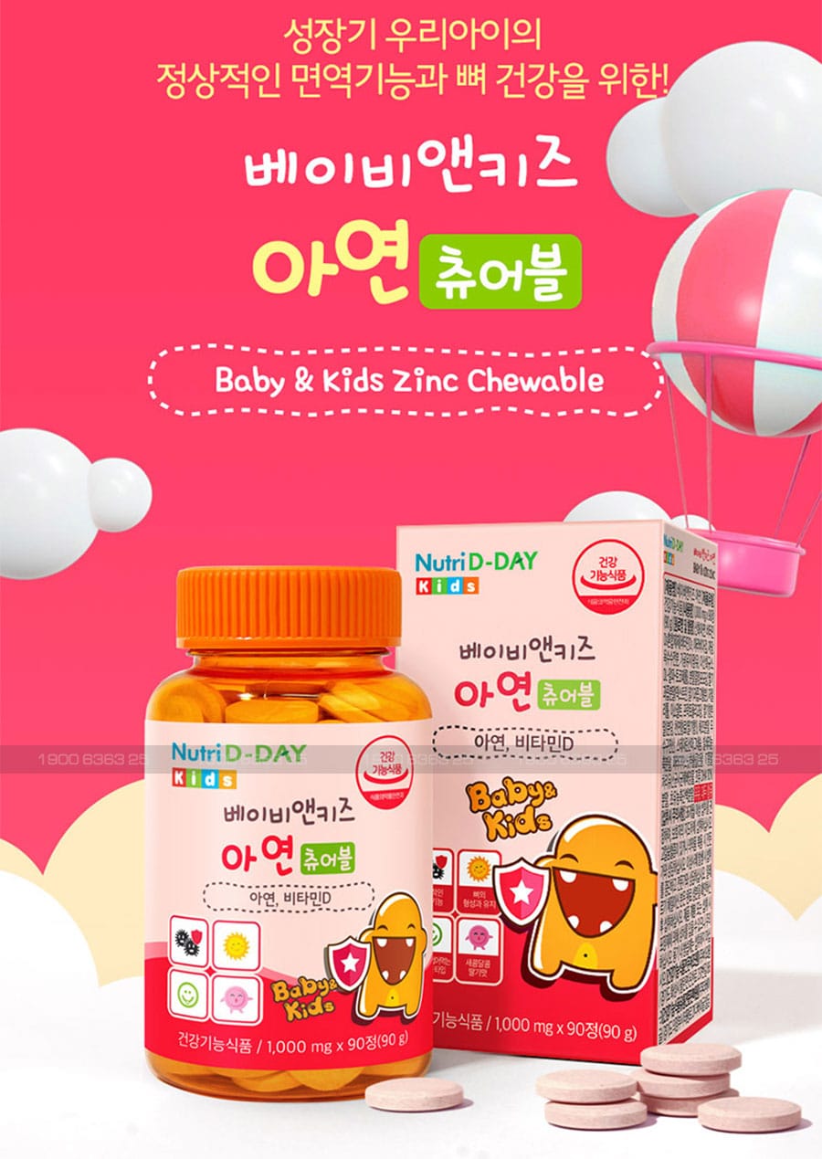 Kẹo Bổ Sung Kẽm Cho Bé Nutri D-Day Baby & Kids Zinc