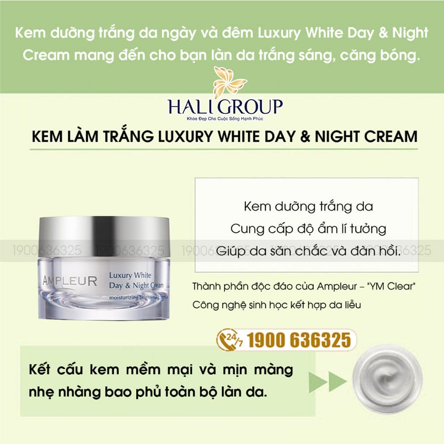 Kem Dưỡng Trắng Da Ngày Và Đêm Ampleur Luxury White Day & Night Cream