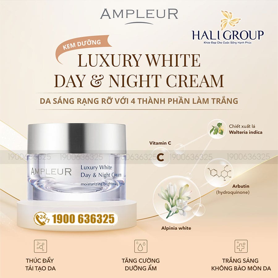 thành phần Kem Dưỡng Trắng Ngày Và Đêm Ampleur Luxury White Day & Night Cream