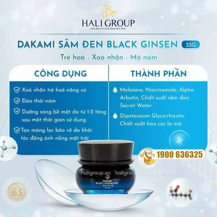 thành phần kem sâm đen dakami black ginseng day mẫu mới