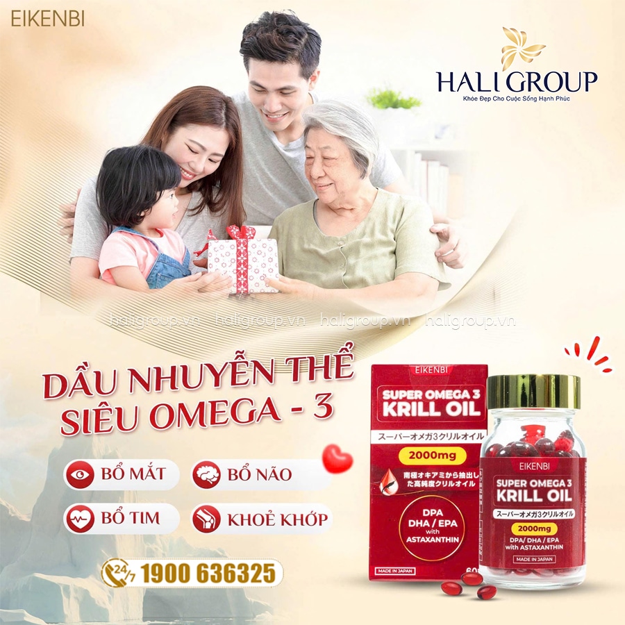 công dụng viên dầu nhuyễn thể Super Omega 3 Krill Oil Eikenbi