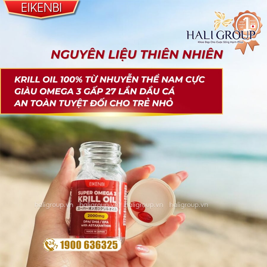 viên dầu nhuyễn thể Super Omega 3 Krill Oil Eikenbi nhật bản