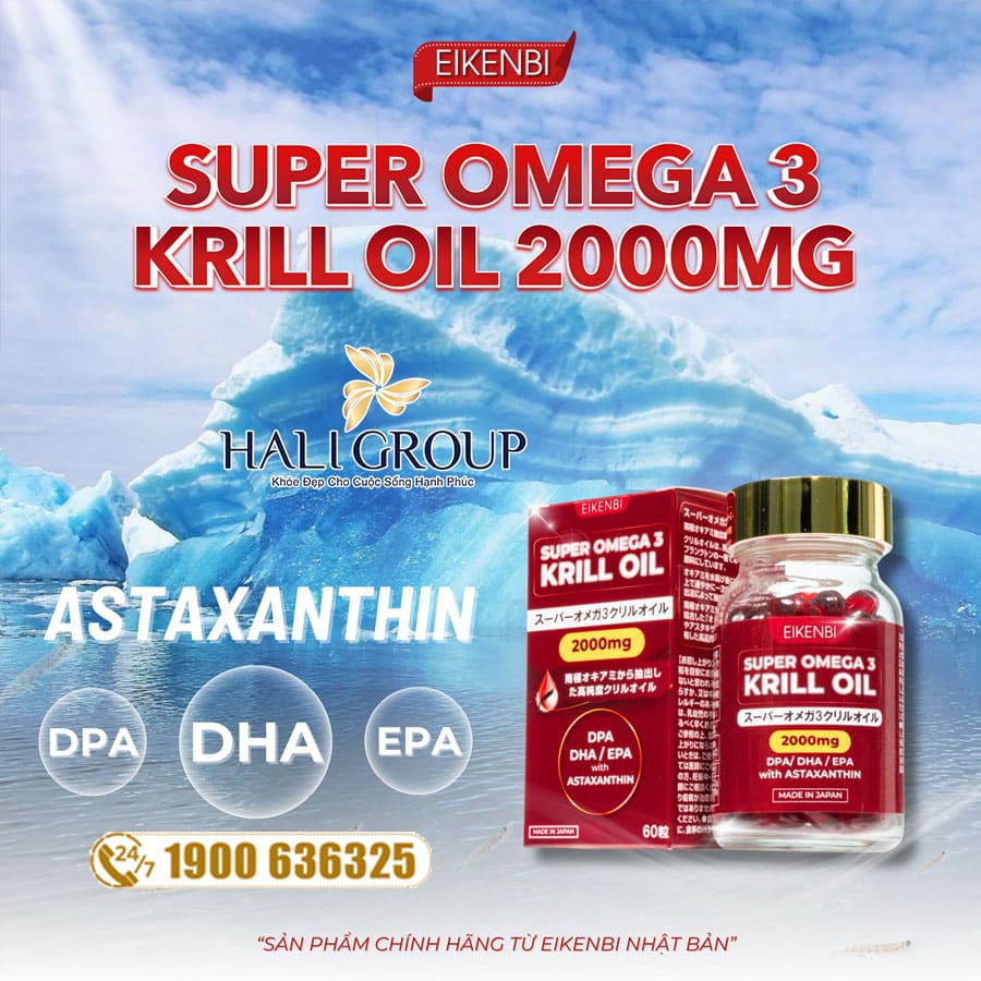 thành phần Viên Uống Dầu Nhuyễn Thể Super Omega 3 Krill Oil 2000mg Eikenbi