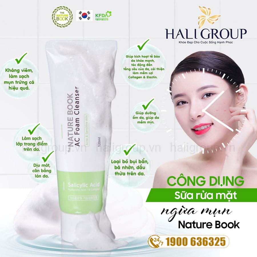 công dụng sữa rửa mặt ngừa mụn the nature book AC Foam Cleanser