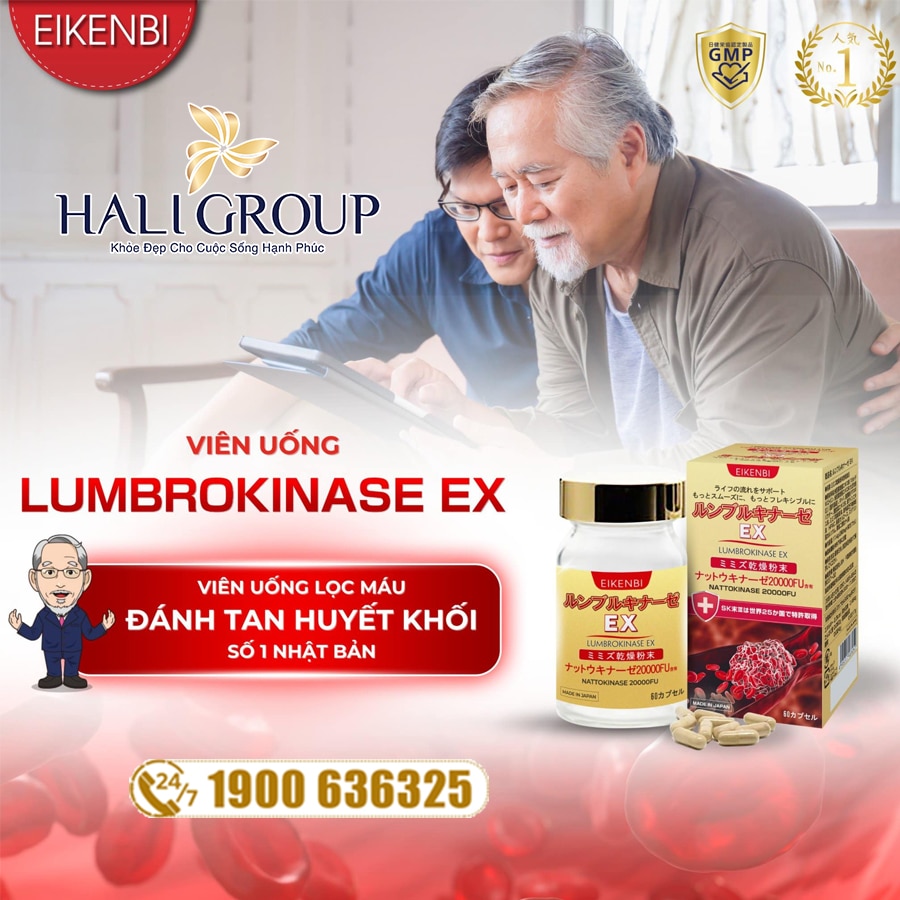 Viên Uống Lọc Máu Đánh Tan Huyết Khối Lumbrokinase Ex SKIII Eikenbi Nhật Bản