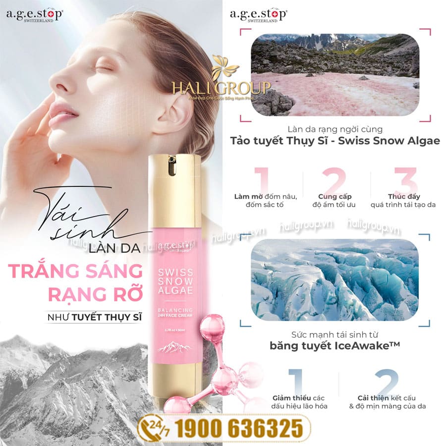 Kem Dưỡng Tảo Tuyết 24h Agestop Swiss Snow Algae 24h Face Cream