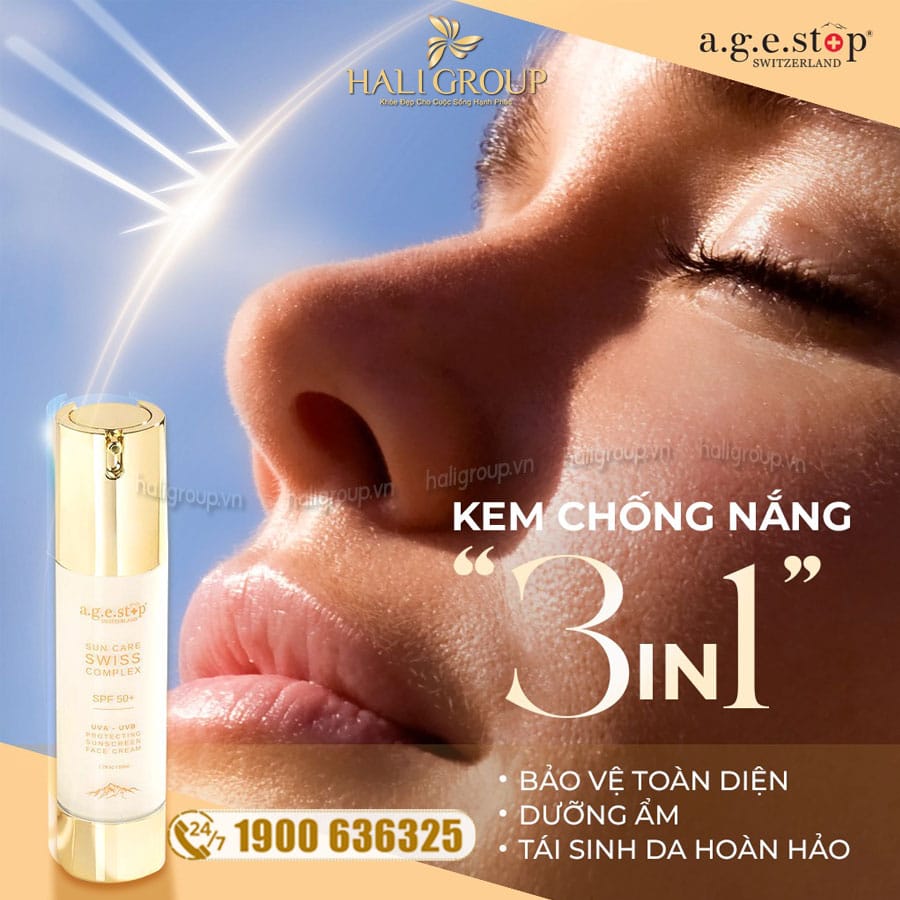 Kem Chống Nắng Phổ Rộng Agestop Swiss Suncare Complex SPF 50+