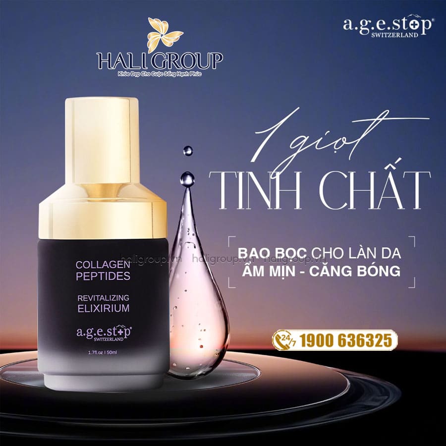 Dầu Dưỡng Cấp Ẩm Agestop Collagen Peptide Elixirium