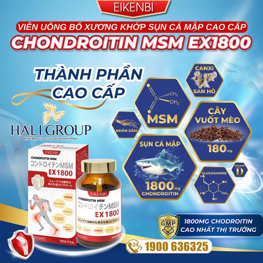 thành phần Viên Uống Bổ Xương Khớp Chondroitin MSM EX 1800 Eikenbi