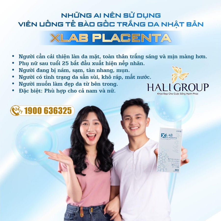 đối tượng sử dụng viên uống trắng da tế bào gốc xlab placenta nhật bản