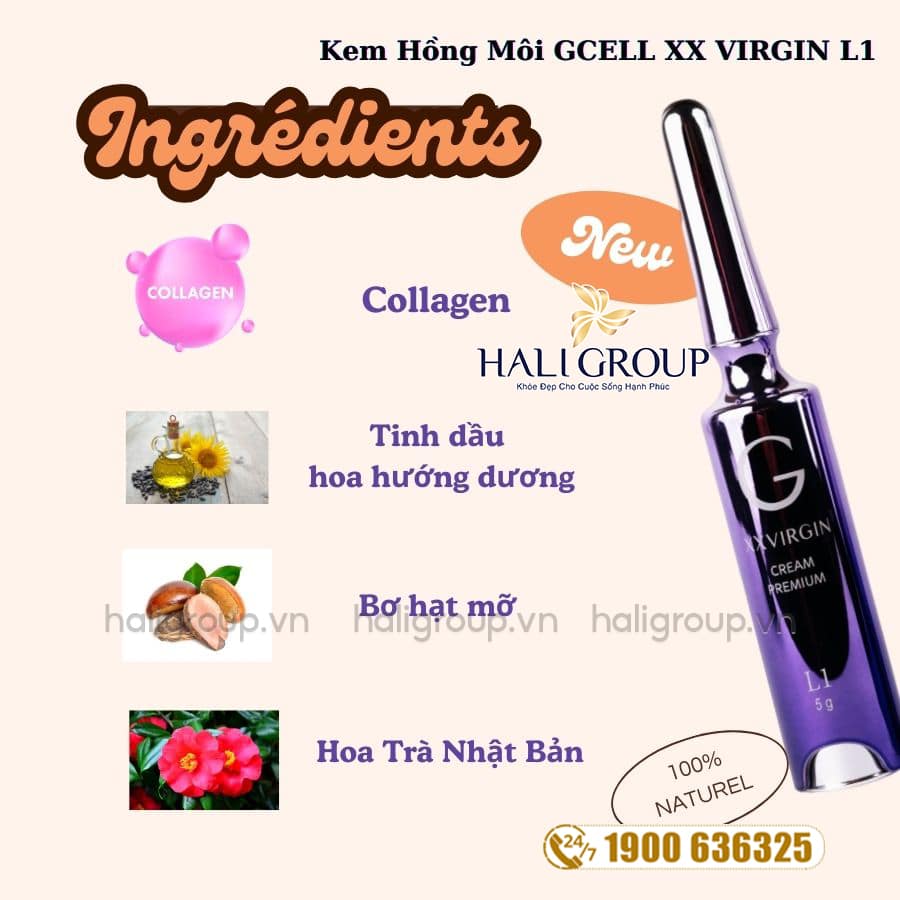 thành phần Kem Hồng Môi GCELL XX VIRGIN L1