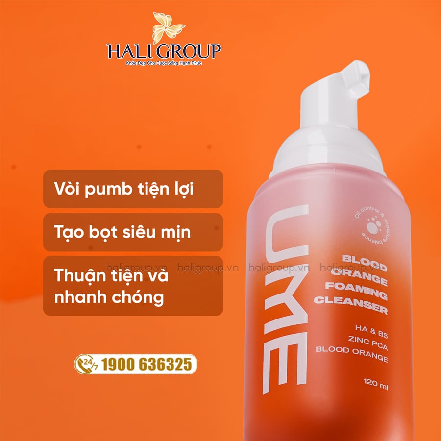 bọt rửa mặt cam đo rume