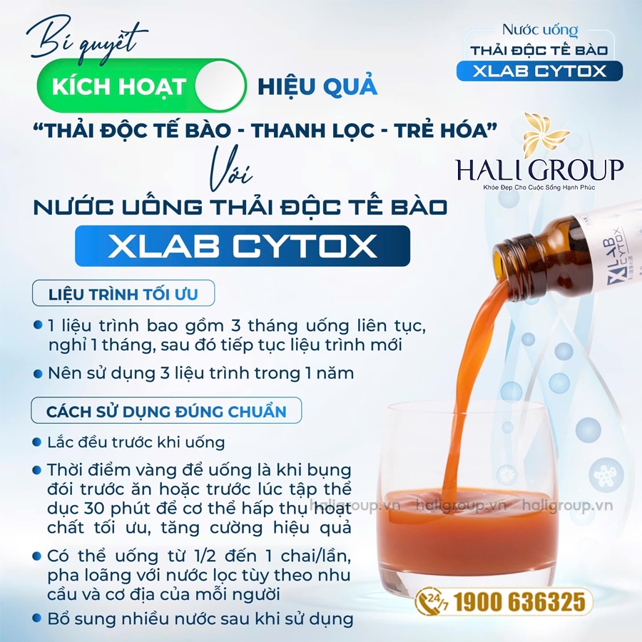 cách dùng nước uống thải độc tế bào xlab cytox