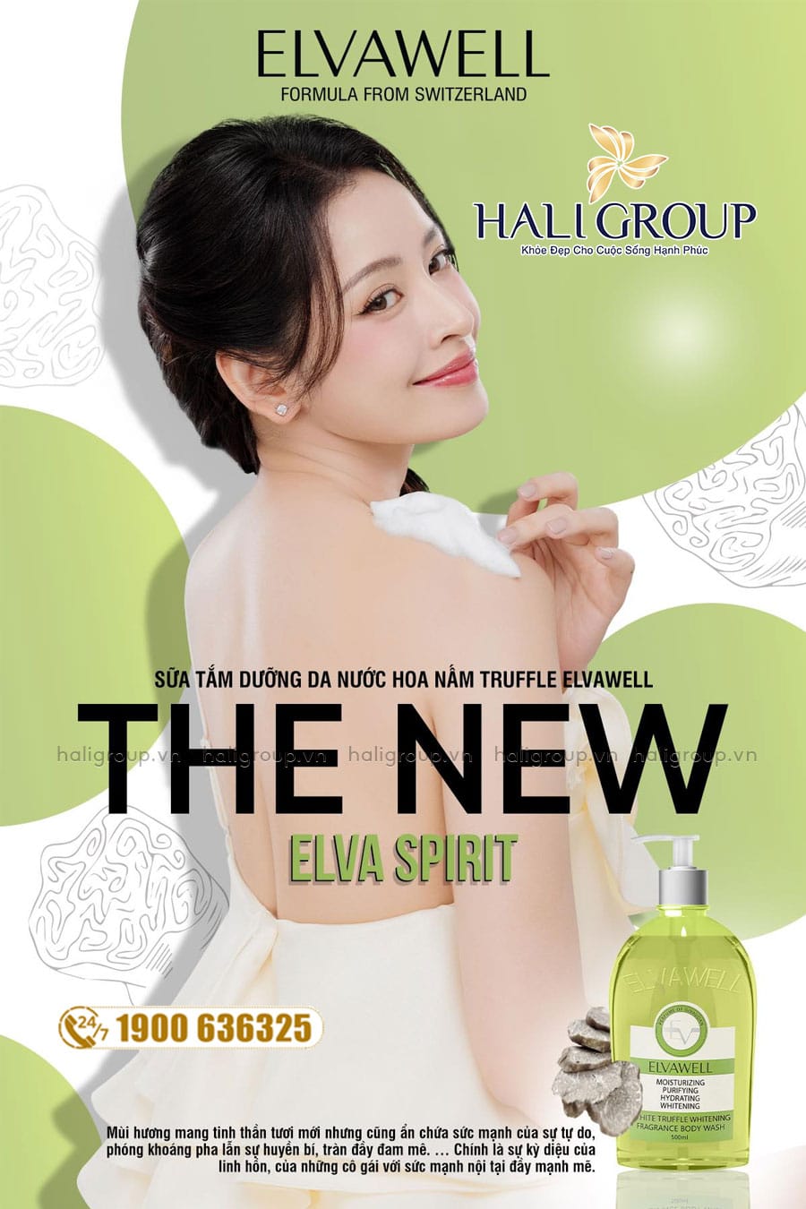 sữa tắm nấm truffle trắng da elva spirit elvawell