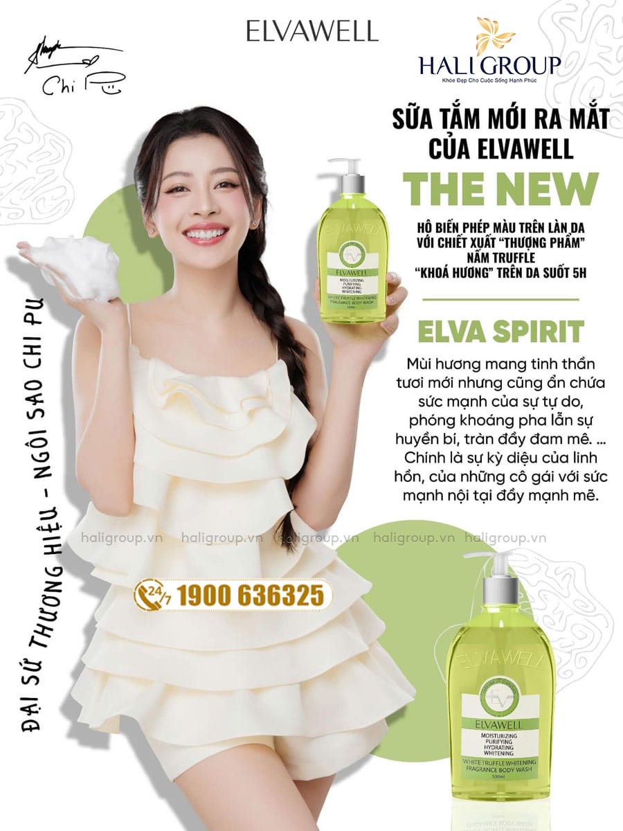 thành phần sữa tắm nấm truffle trắng da elvawell elva spirit