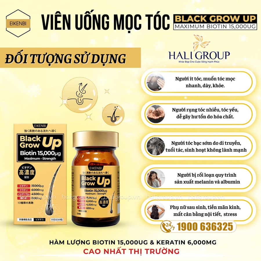 đối tượng sử dụng viên uống mọc tóc eikenbi black grow up maximum biotin 15000μg