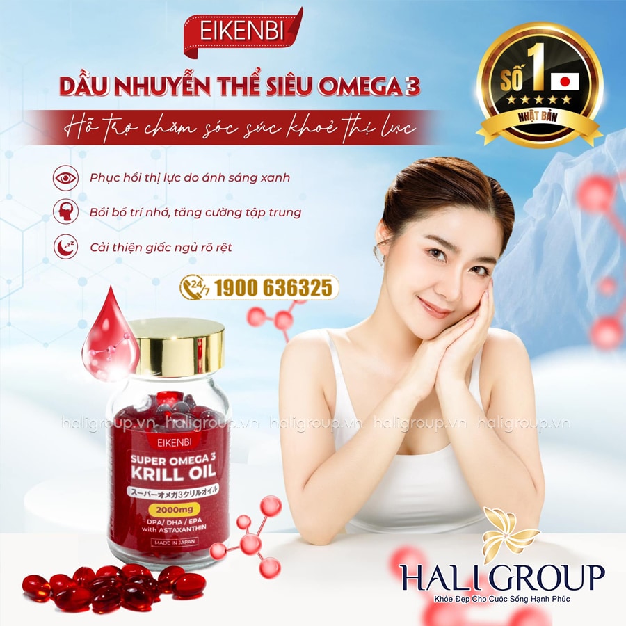 viên uống dầu nhuyễn thể super omega 3 krill oil eikenbi nhật bản