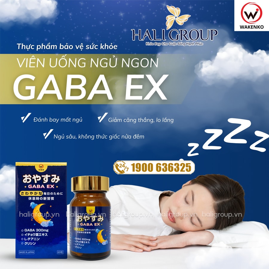 viên ngủ ngon GABA Ex Wakenko Nhật Bản