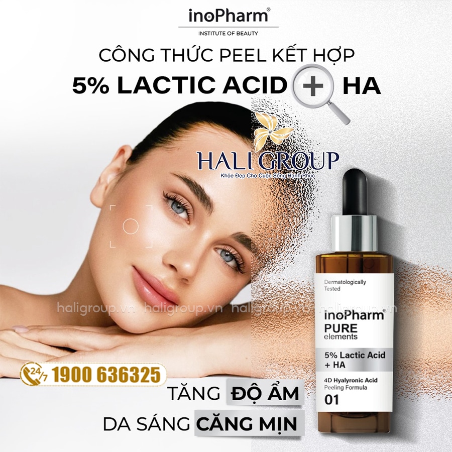 công dụng Peel Dưỡng Ẩm Và Sáng Da Inopharm 5% Lactic Acid + HA Peeling Formula