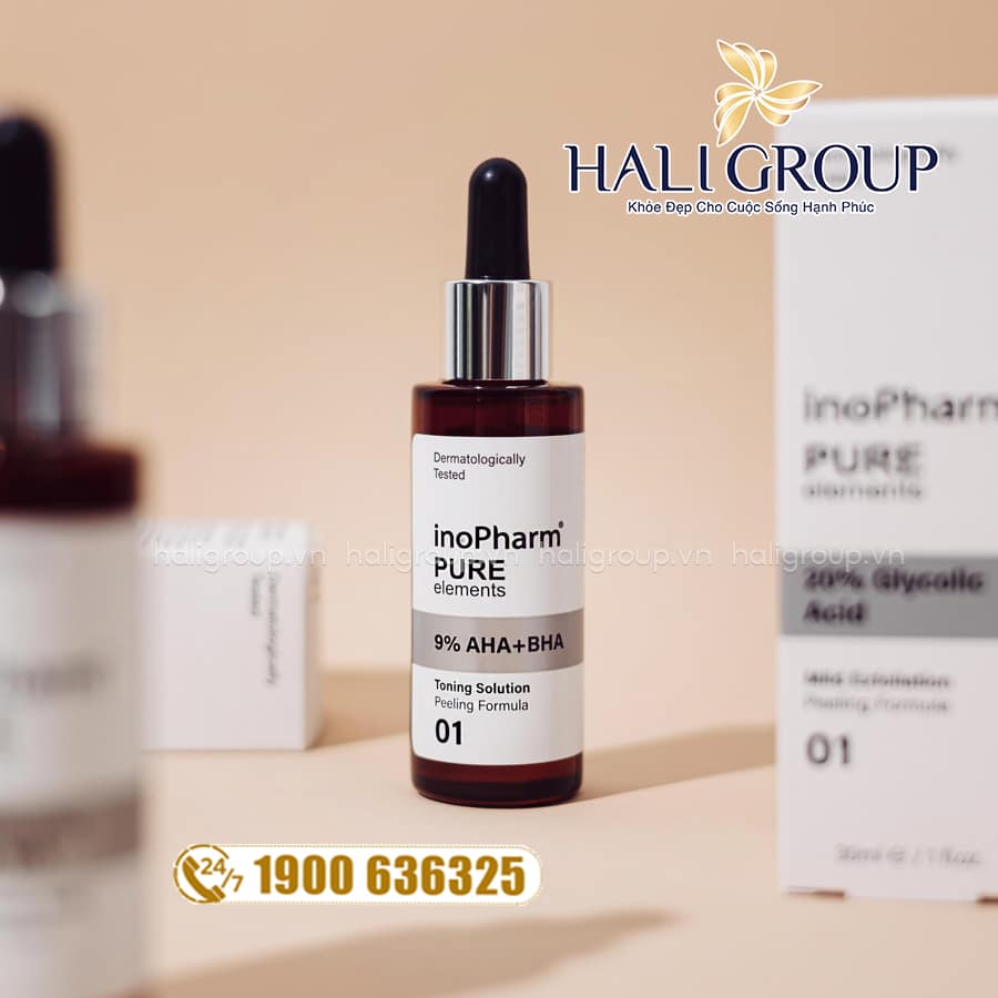 Peel Giảm Mụn Và Làm Mờ Thâm Mụn Inopharm 9% AHA + BHA Peeling Formula