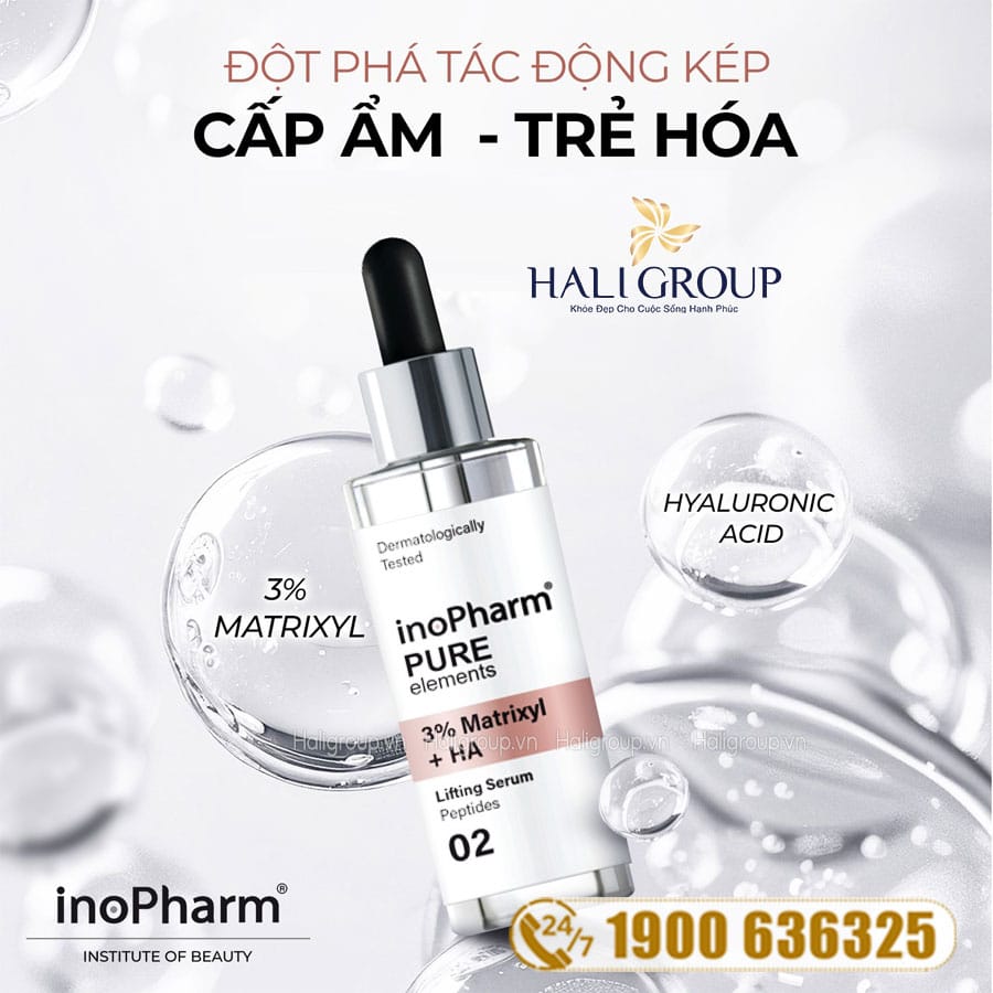 Thành phần của Tinh Chất Giảm Nhăn & Cấp Ẩm Cho Da Inopharm 3% Matrixyl + HA Serum