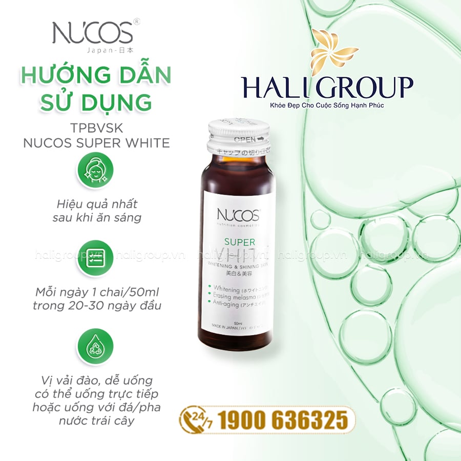 cách dùng Nước Uống Collagen Nucos Super White Nhật Bản
