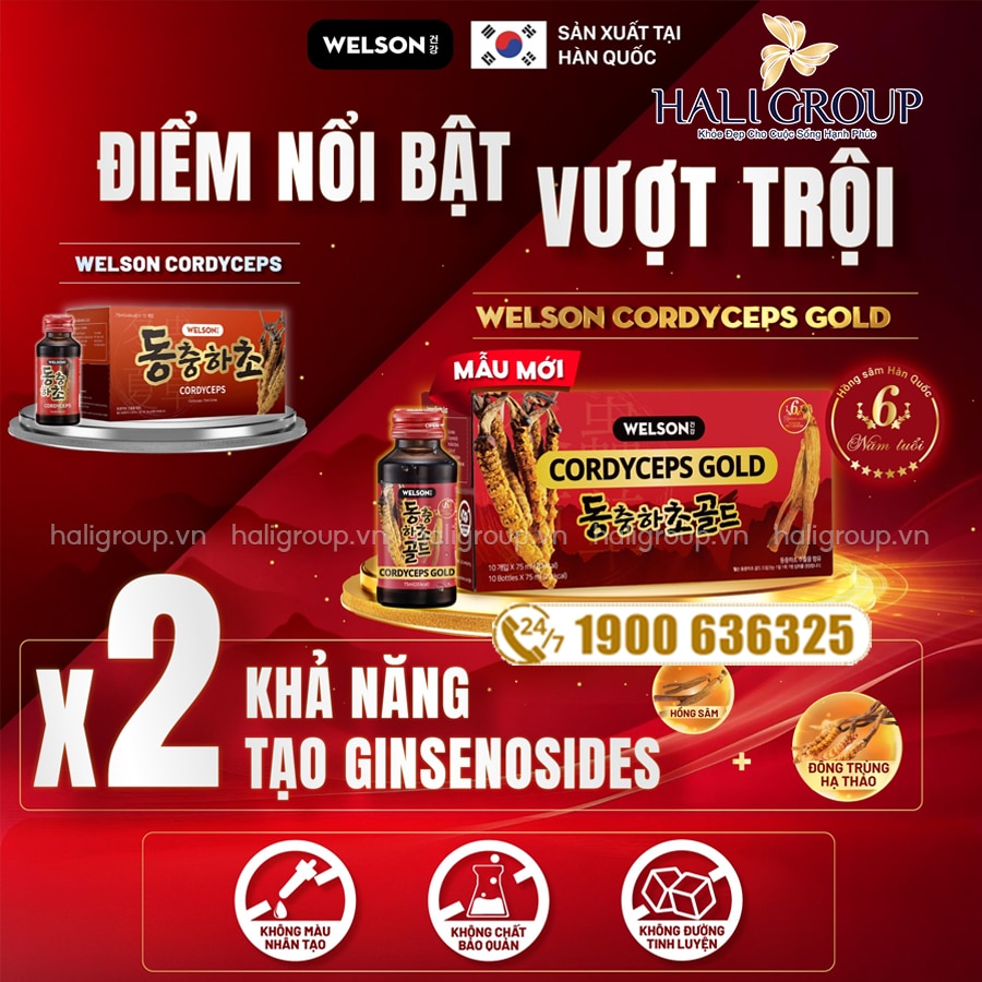 công dụng Nước Uống Đông Trùng Hạ Thảo Welson Cordyceps Gold