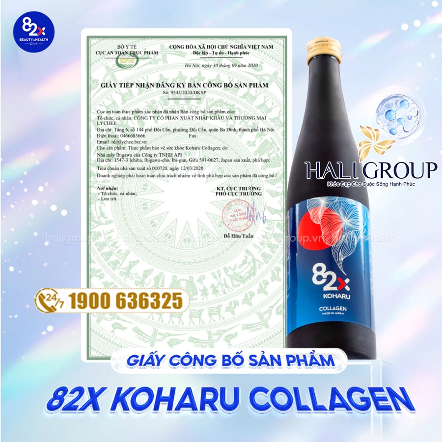 giấy công bố Nước Uống 82X Koharu Collagen Nhật Bản (Mẫu Mới)