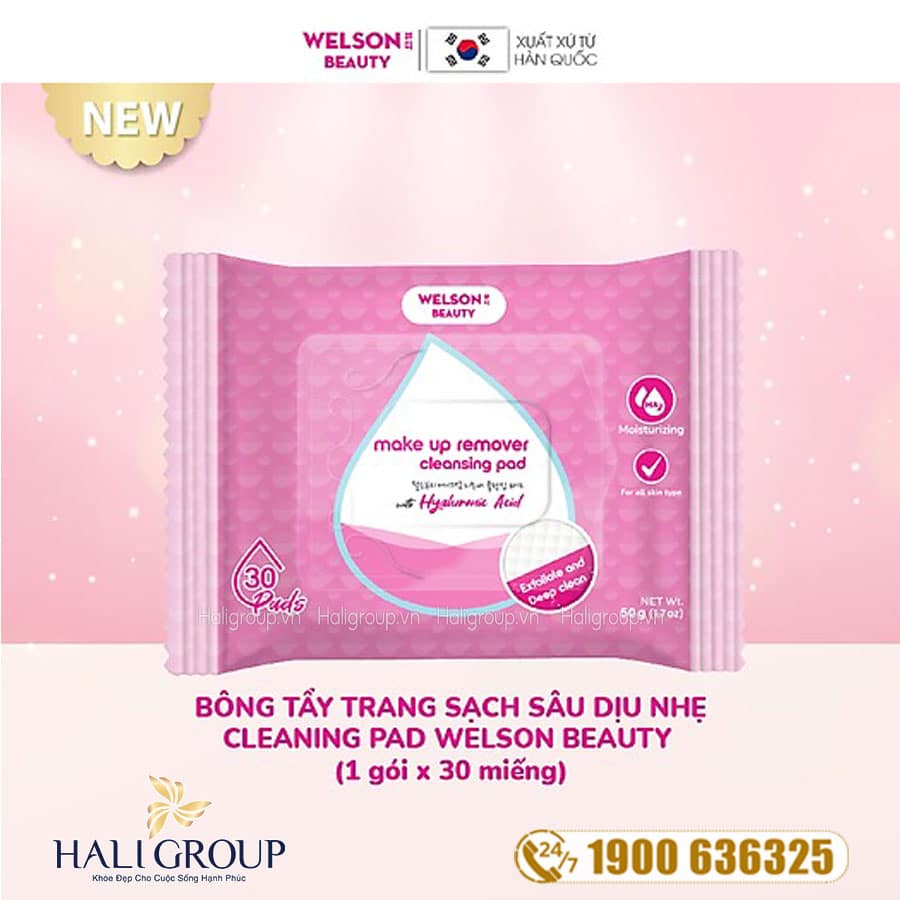 Mô tả Bông Ướt Tẩy Trang Welson Beauty Makeup Remover Cleansing Pad