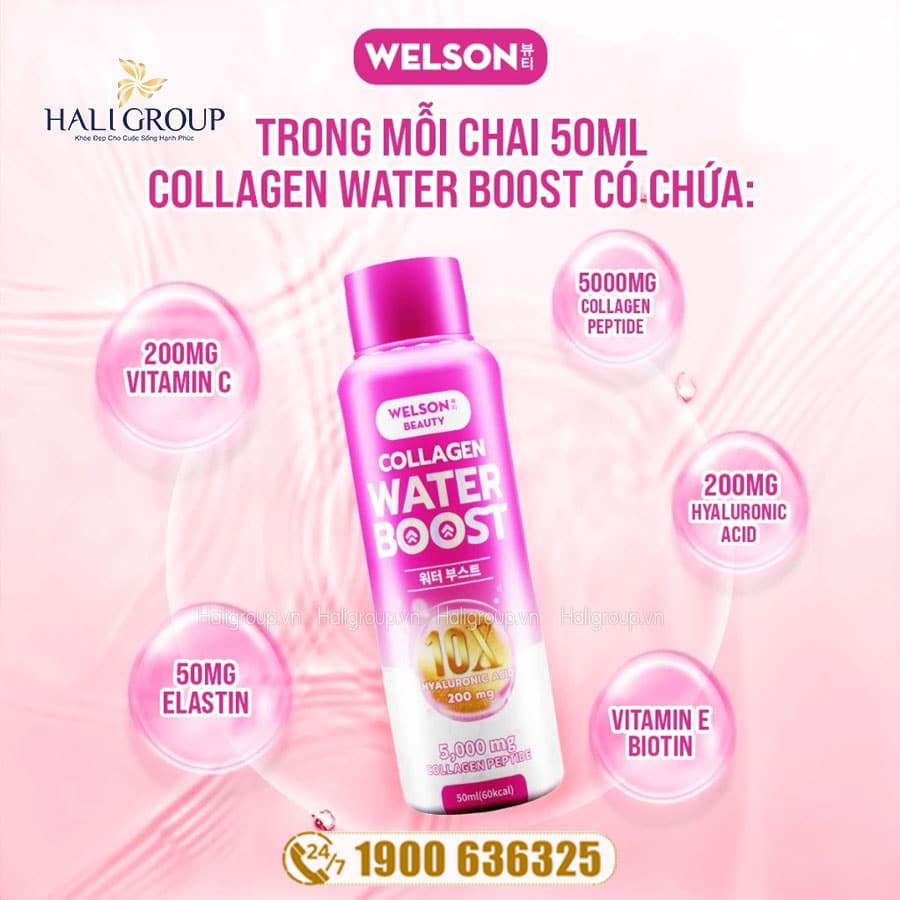 Thành phần của Nước Uống Collagen Cấp Ẩm Welson Collagen Water Boost