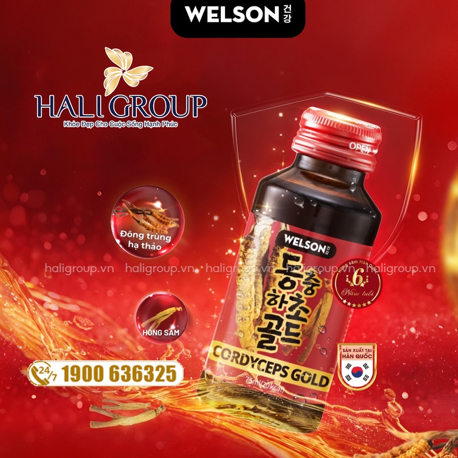 thành phần của Nước Uống Đông Trùng Hạ Thảo Welson Cordyceps Gold