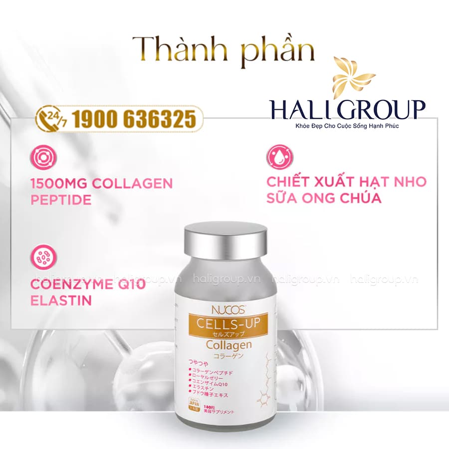 thành phần Viên Uống Nucos Cells Up Collagen Nhật Bản