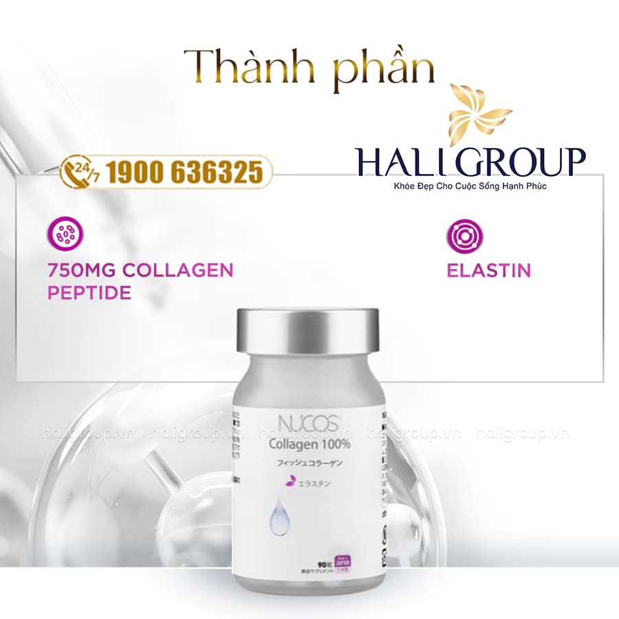thành phần Viên Uống Nucos Collagen 100% Nhật Bản
