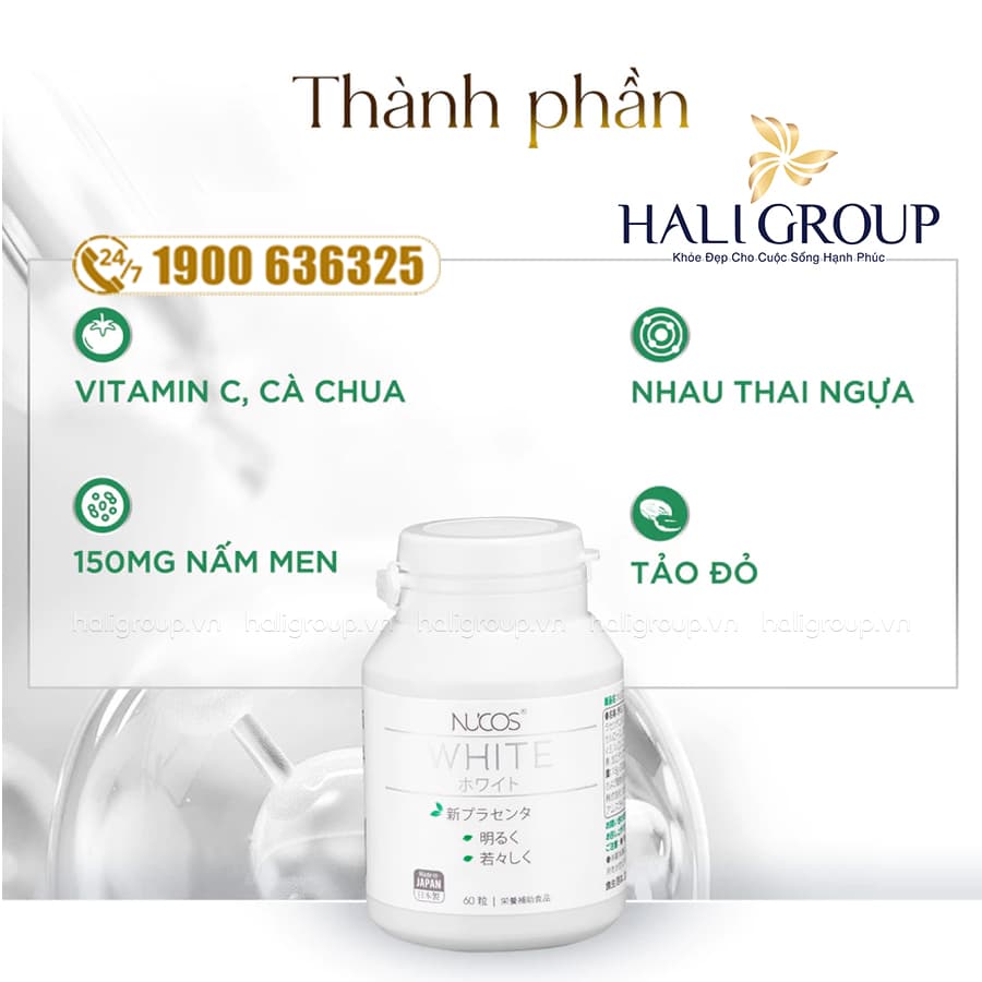 thành phần Viên Uống Nucos White Nhật Bản – Hỗ Trợ Làm Sáng Da